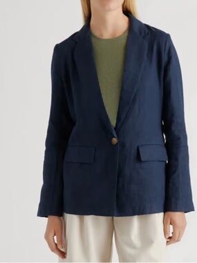 Quince 100% European Linen Blazer Deep Navy XS
